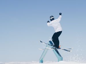 Preview wallpaper skier, jump, trick, ski, snow, sport