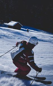 Preview wallpaper skier, mountain, skiing, snow