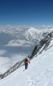 Preview wallpaper skier, mountains, snow