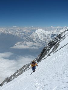 Preview wallpaper skier, mountains, snow