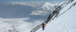 Preview wallpaper skier, mountains, snow