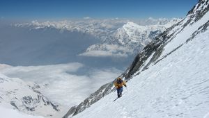 Preview wallpaper skier, mountains, snow