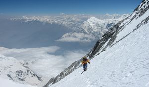 Preview wallpaper skier, mountains, snow