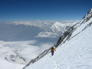 Preview wallpaper skier, mountains, snow