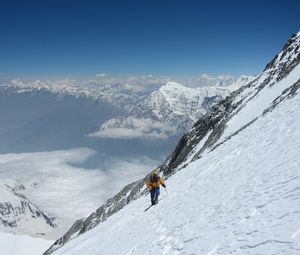 Preview wallpaper skier, mountains, snow