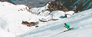 Preview wallpaper skier, mountains, snow