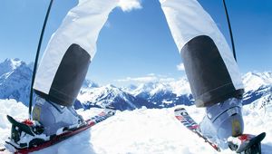 Preview wallpaper skier, skiing, sport, snow, mountains