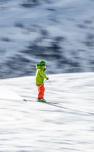 Preview wallpaper skier, skiing, winter, snow, mountains