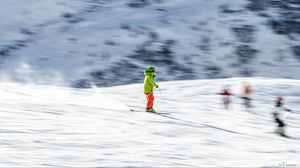 Preview wallpaper skier, skiing, winter, snow, mountains