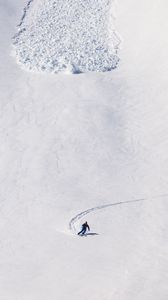 Preview wallpaper skier, slope, snow, mountain, declivity