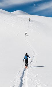 Preview wallpaper skiers, mountain, snow, hiking, winter