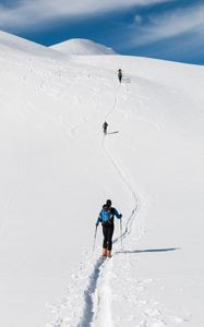 Preview wallpaper skiers, mountain, snow, hiking, winter