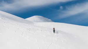 Preview wallpaper skiers, mountain, snow, hiking, winter