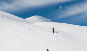 Preview wallpaper skiers, mountain, snow, hiking, winter