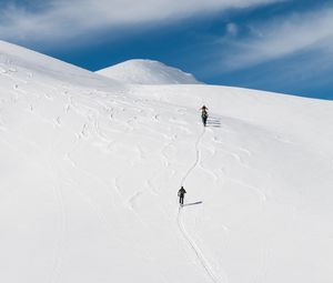 Preview wallpaper skiers, mountain, snow, hiking, winter