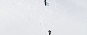 Preview wallpaper skiers, mountain, snow, path