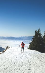 Preview wallpaper skiers, mountains, snow