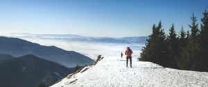 Preview wallpaper skiers, mountains, snow