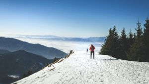 Preview wallpaper skiers, mountains, snow