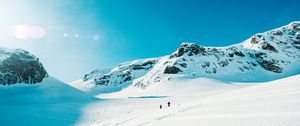 Preview wallpaper skiers, tourists, snow, mountain, journey