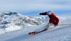 Preview wallpaper skiing, freeride, slopes, skier, snow