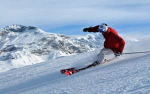 Preview wallpaper skiing, freeride, slopes, skier, snow