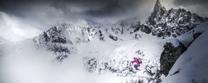 Preview wallpaper skiing, skier, jump, mountains, snow