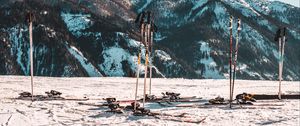 Preview wallpaper skis, mountains, snow