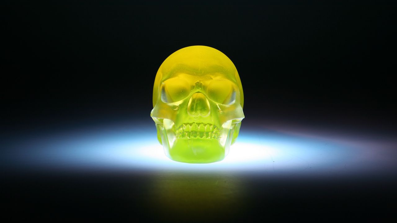 Wallpaper skull, 3d model, yellow
