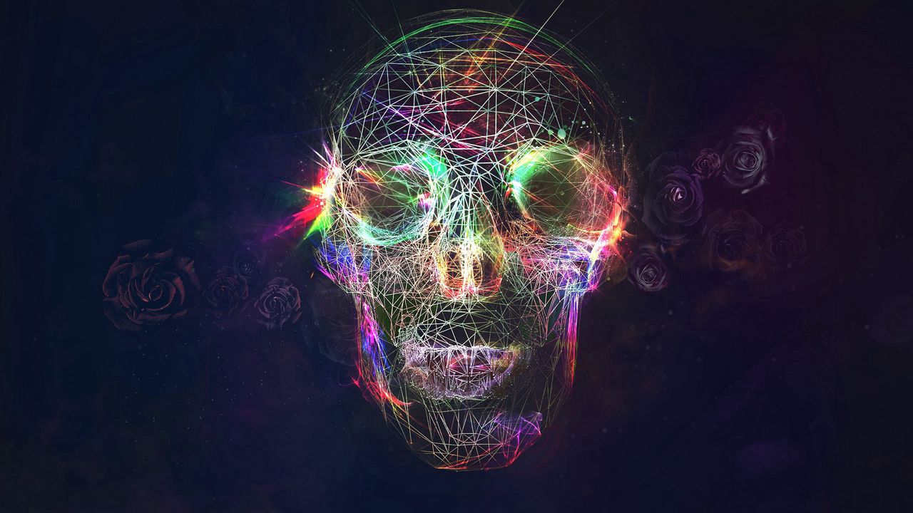 Wallpaper skull, abstract, bright, background