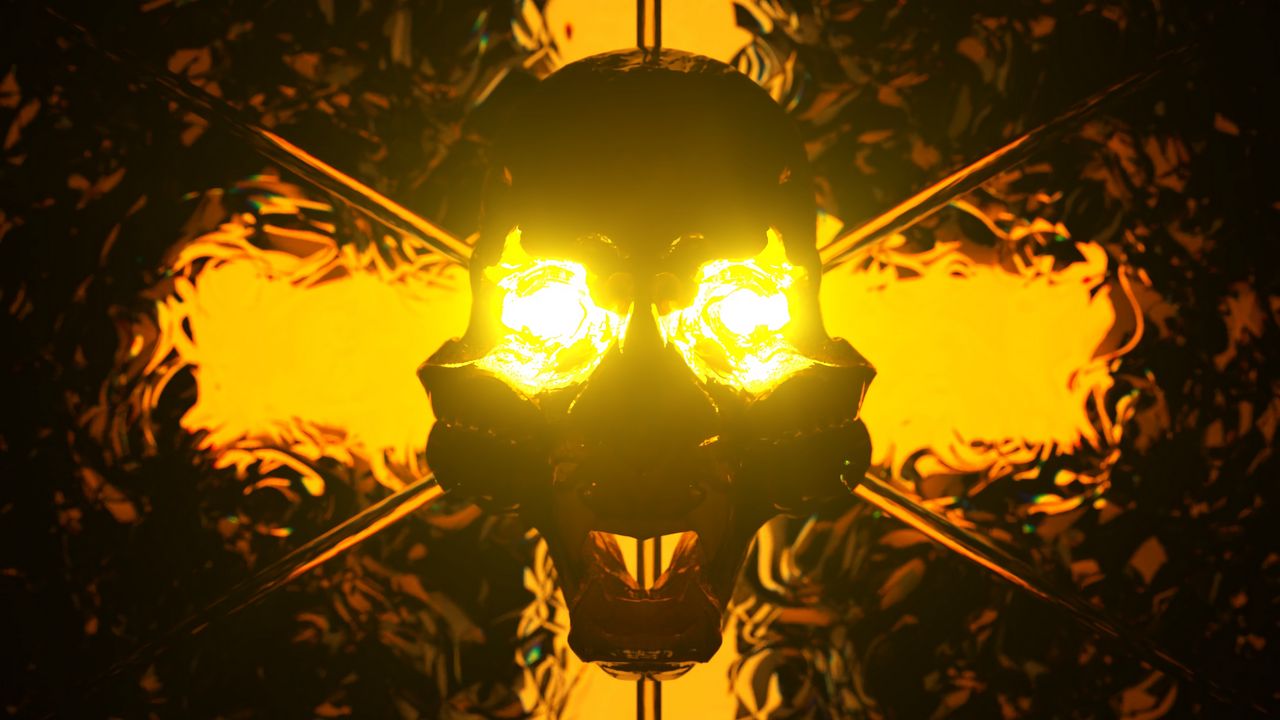 Wallpaper skull, art, backlight, light, dark