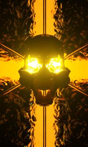 Preview wallpaper skull, art, backlight, light, dark