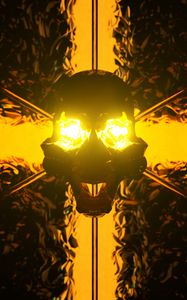 Preview wallpaper skull, art, backlight, light, dark