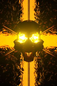 Preview wallpaper skull, art, backlight, light, dark