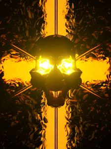 Preview wallpaper skull, art, backlight, light, dark