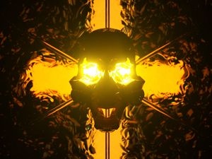 Preview wallpaper skull, art, backlight, light, dark