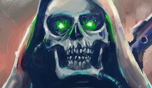 Preview wallpaper skull, art, hood, eyes