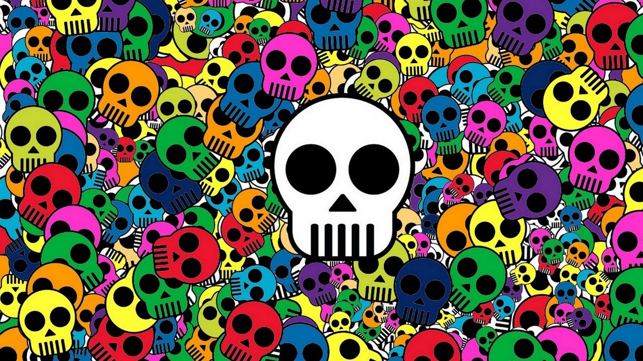 Wallpaper skull, background, bright, multi-colored