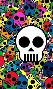 Preview wallpaper skull, background, bright, multi-colored