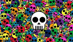 Preview wallpaper skull, background, bright, multi-colored