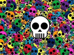 Preview wallpaper skull, background, bright, multi-colored