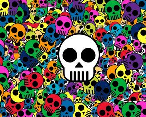 Preview wallpaper skull, background, bright, multi-colored