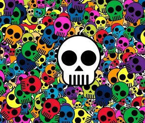 Preview wallpaper skull, background, bright, multi-colored