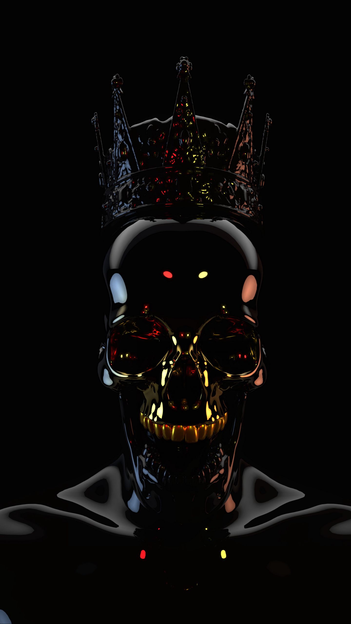 Download wallpaper 1440x2560 skull, black, dark, crown, 3d qhd samsung  galaxy s6, s7, edge, note, lg g4 hd background