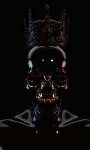 Preview wallpaper skull, black, dark, crown, 3d