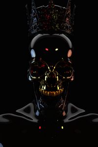 Preview wallpaper skull, black, dark, crown, 3d