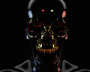 Preview wallpaper skull, black, dark, crown, 3d