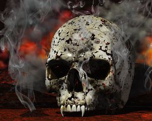 Preview wallpaper skull, black, white, red, smoke