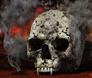 Preview wallpaper skull, black, white, red, smoke