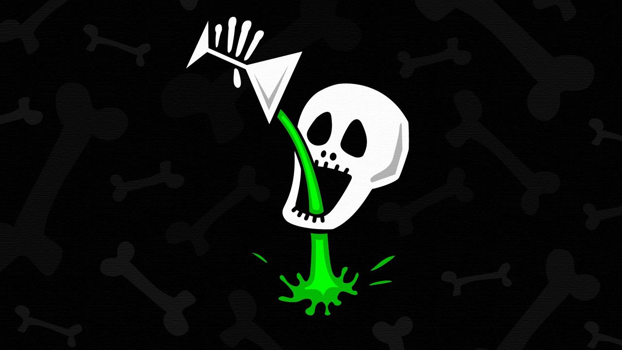 Wallpaper skull, bone, drink, drinks, green